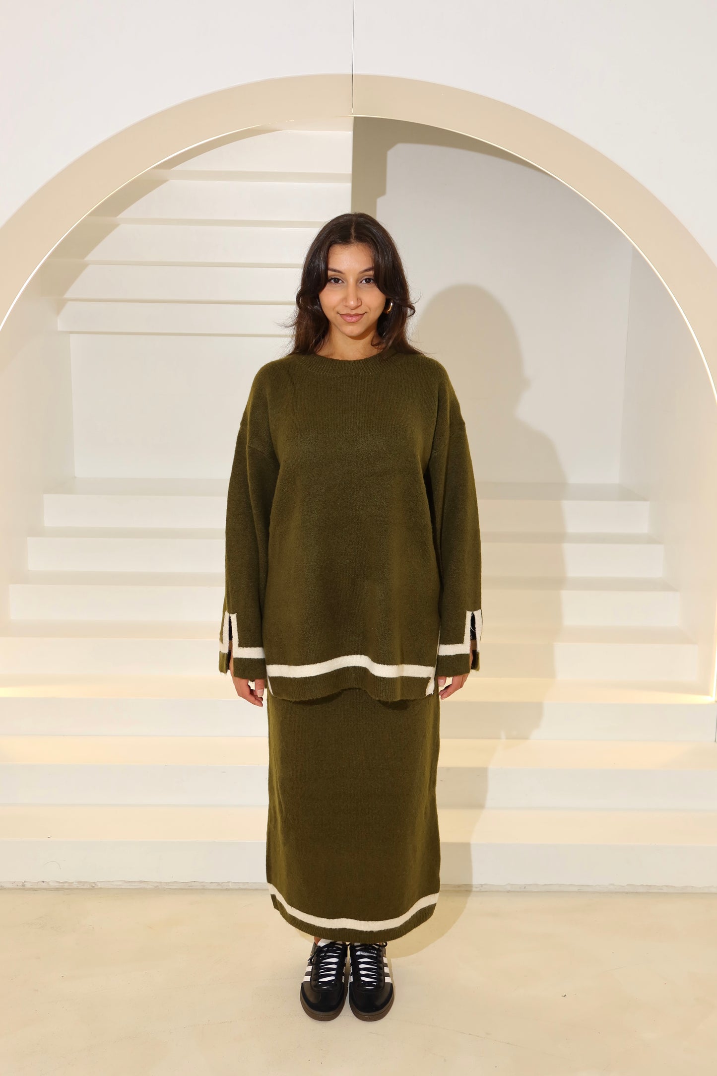 AMILAH KNITTED SKIRT - OLIVE