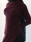 MILA ASYM KNIT TOP — BURGUNDY