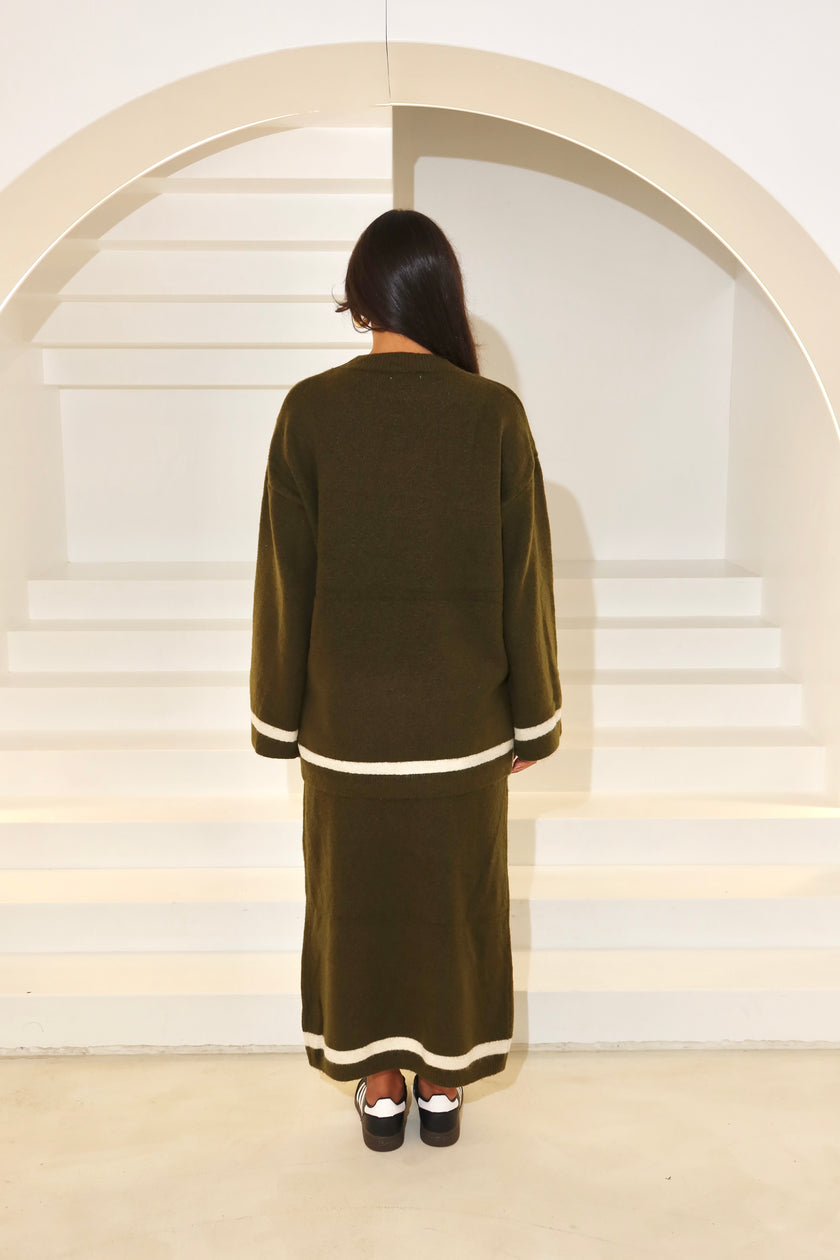 AMILAH KNITTED SKIRT - OLIVE