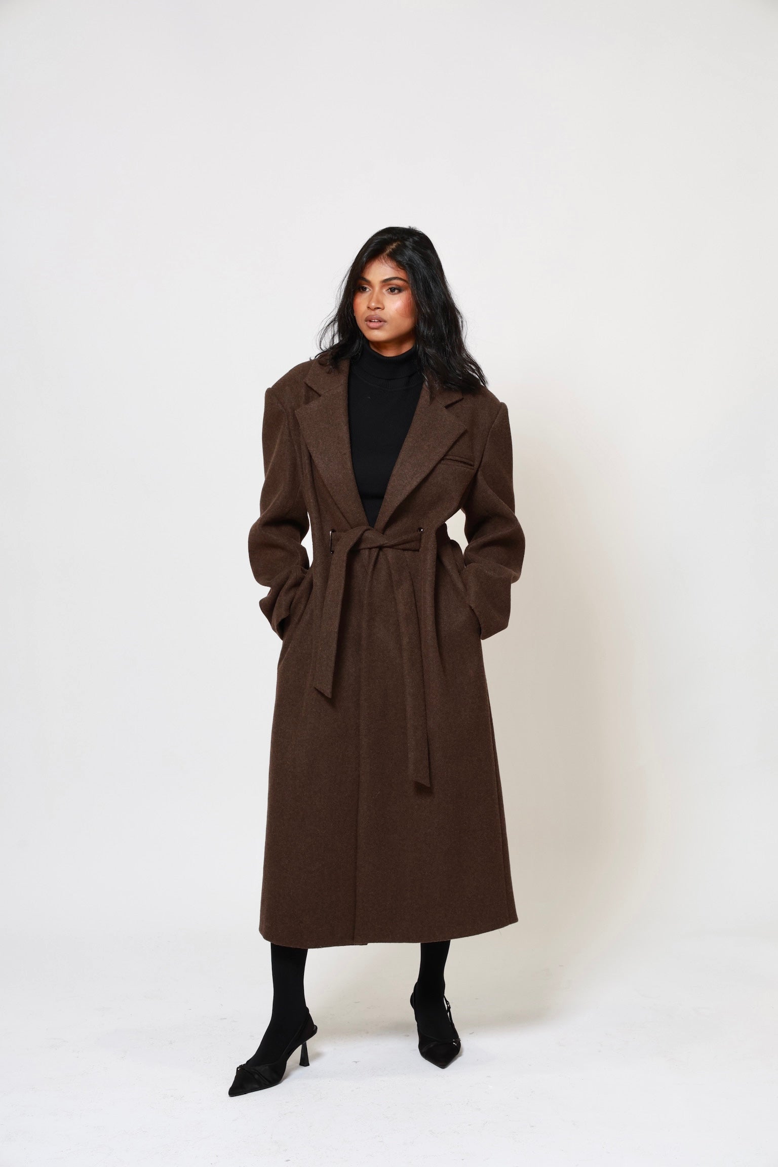 Odette Structured Longline Coat - Cacao