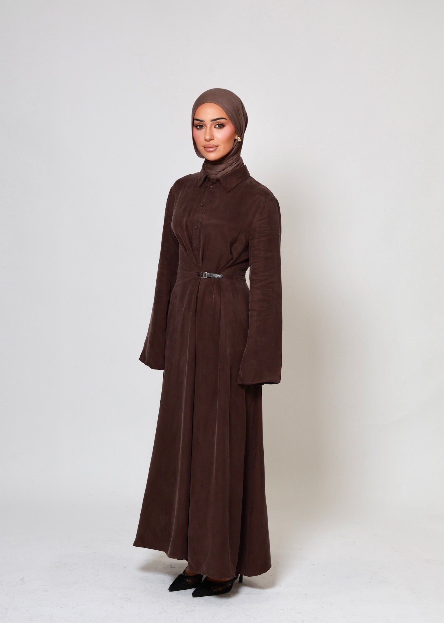 Ava Cupro Dress - Espresso