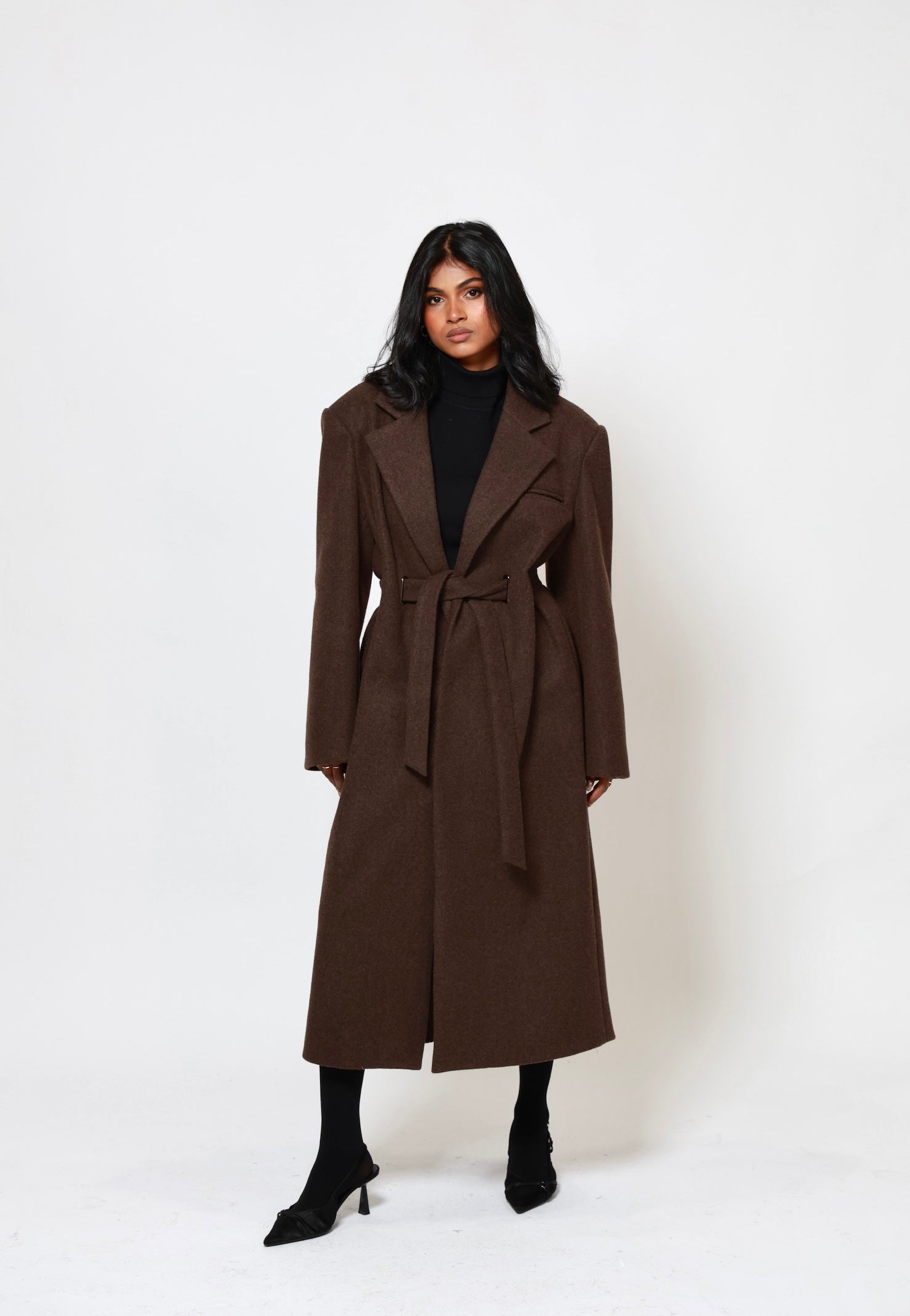 Odette Structured Longline Coat - Cacao