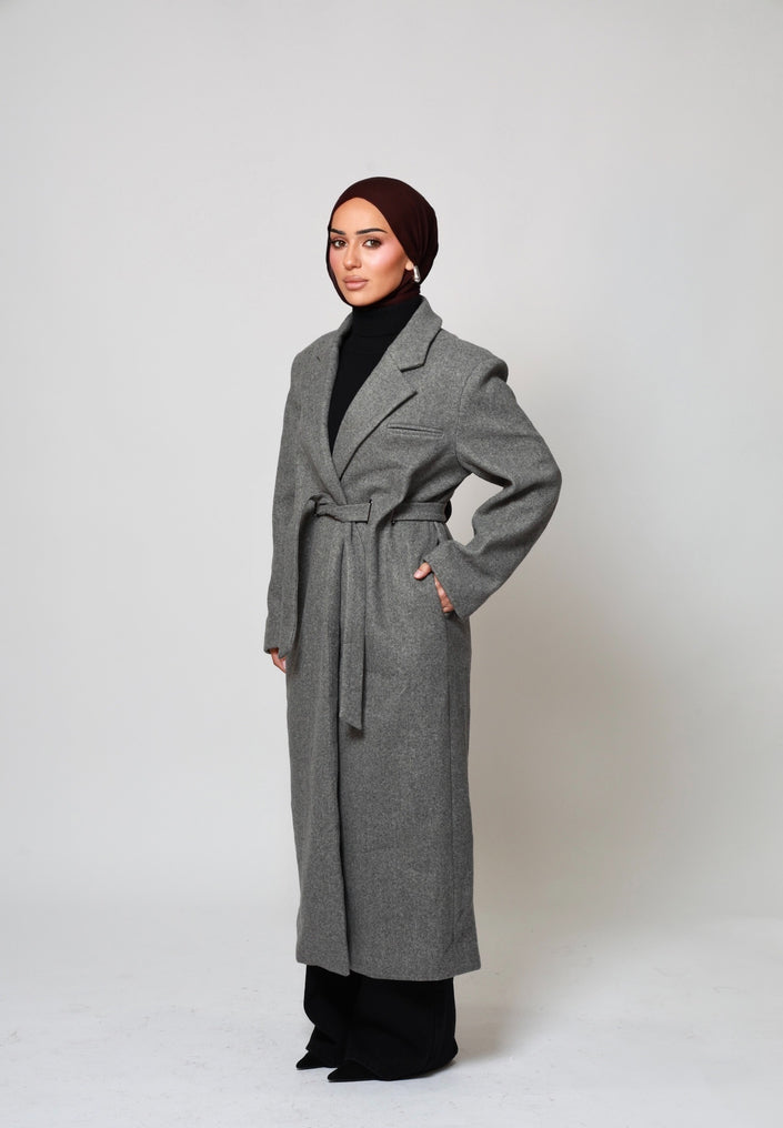 Odette Structured Longline Coat - Dusk Stone