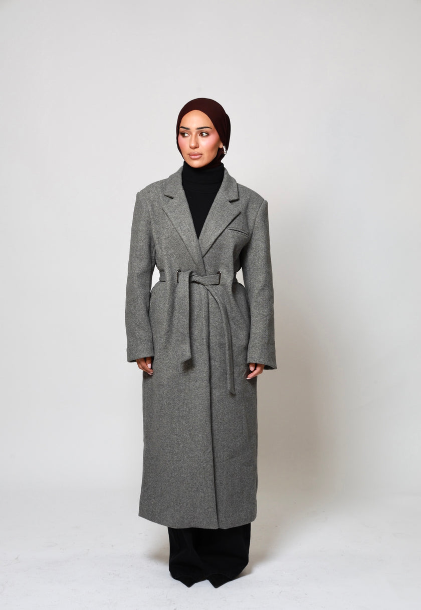 Odette Structured Longline Coat - Dusk Stone