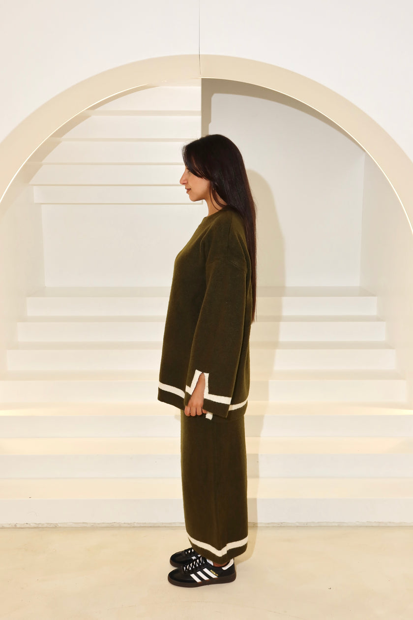 AMILAH KNITTED SKIRT - OLIVE