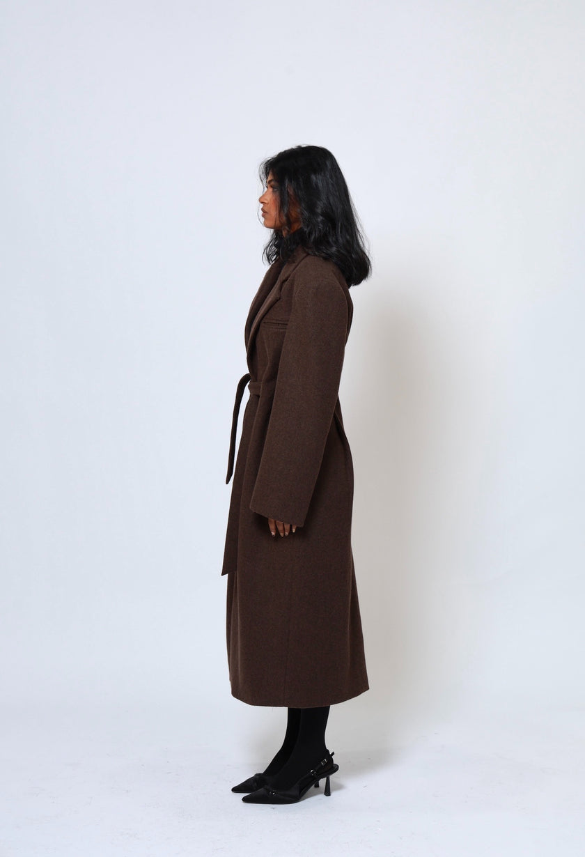 Odette Structured Longline Coat - Cacao