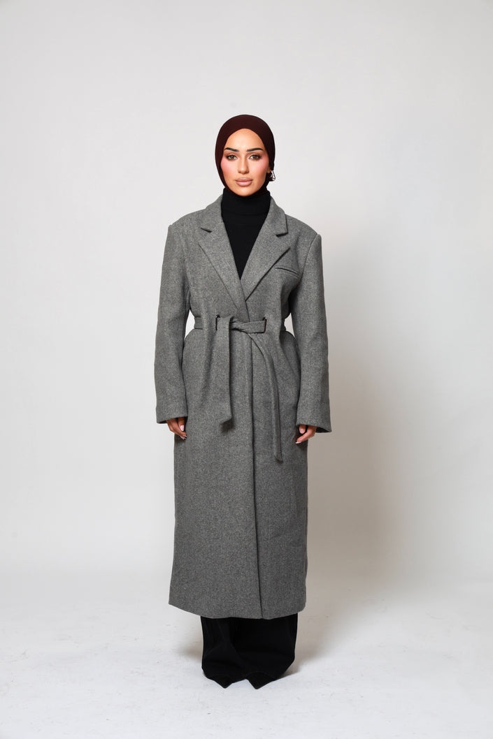 Odette Structured Longline Coat - Dusk Stone