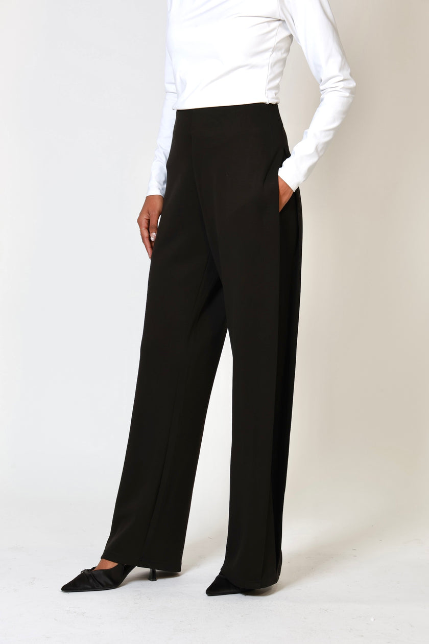 Mara Side Pleat Pant Black (PREORDER)