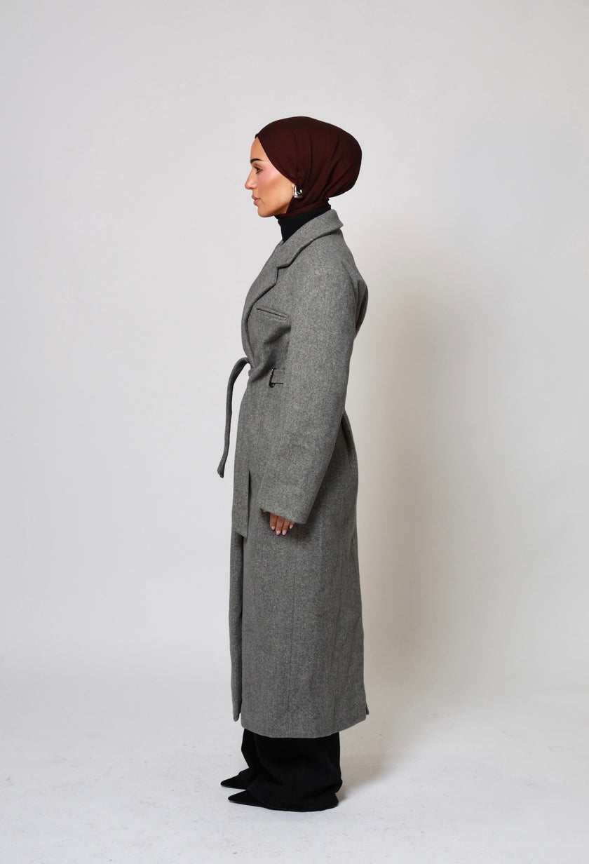 Odette Structured Longline Coat - Dusk Stone