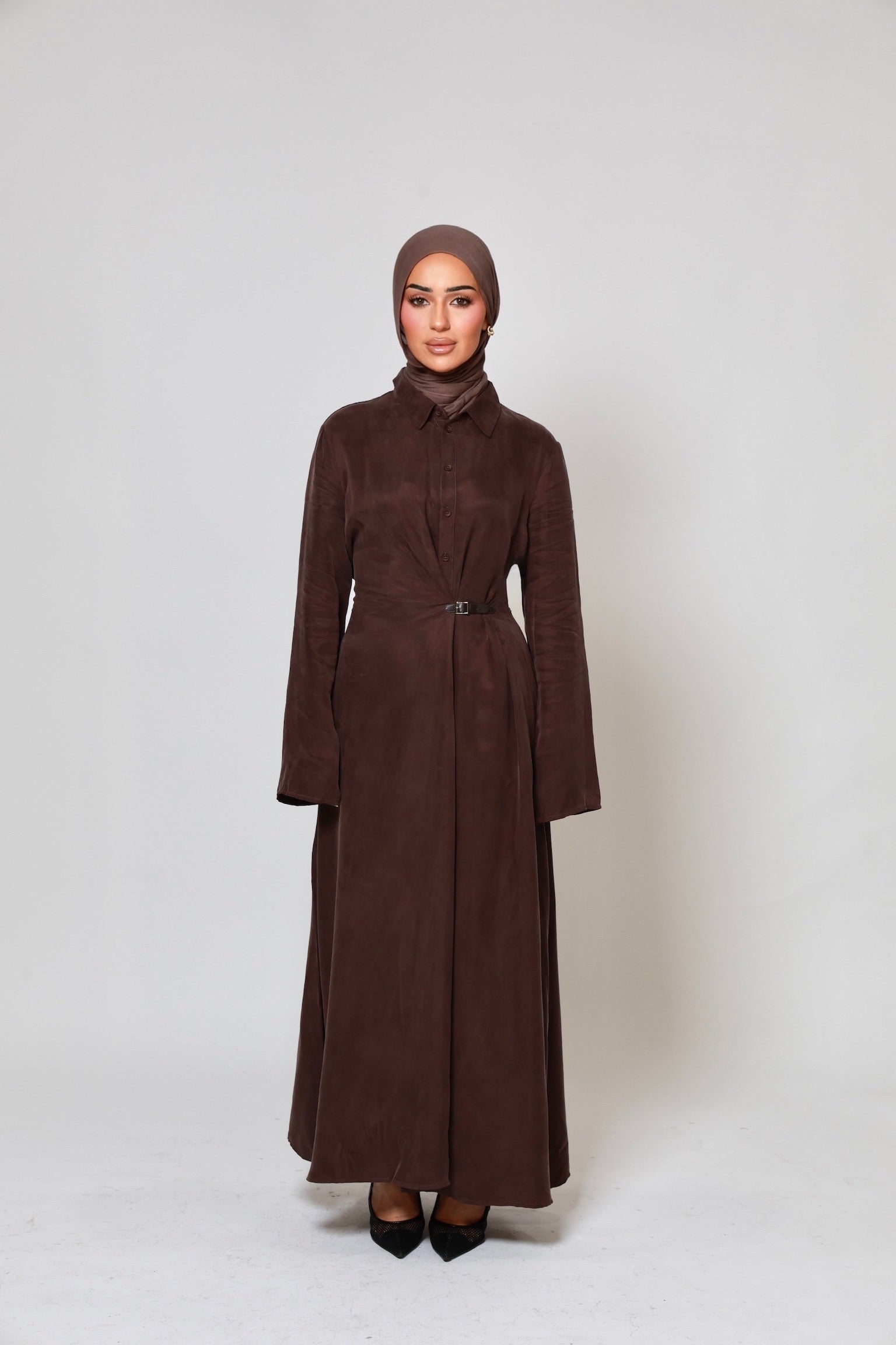 Ava Cupro Dress - Espresso