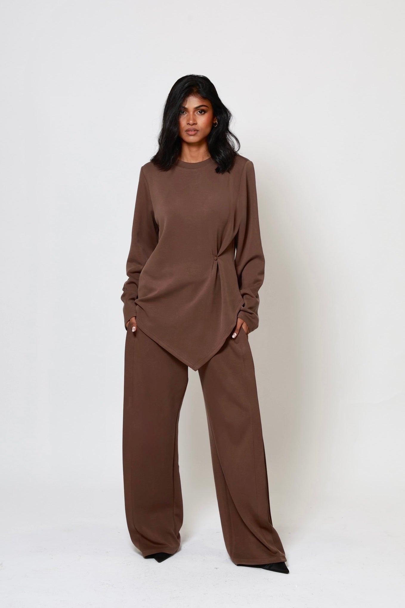 Mara Asymmetrical Top Brown (PREORDER)