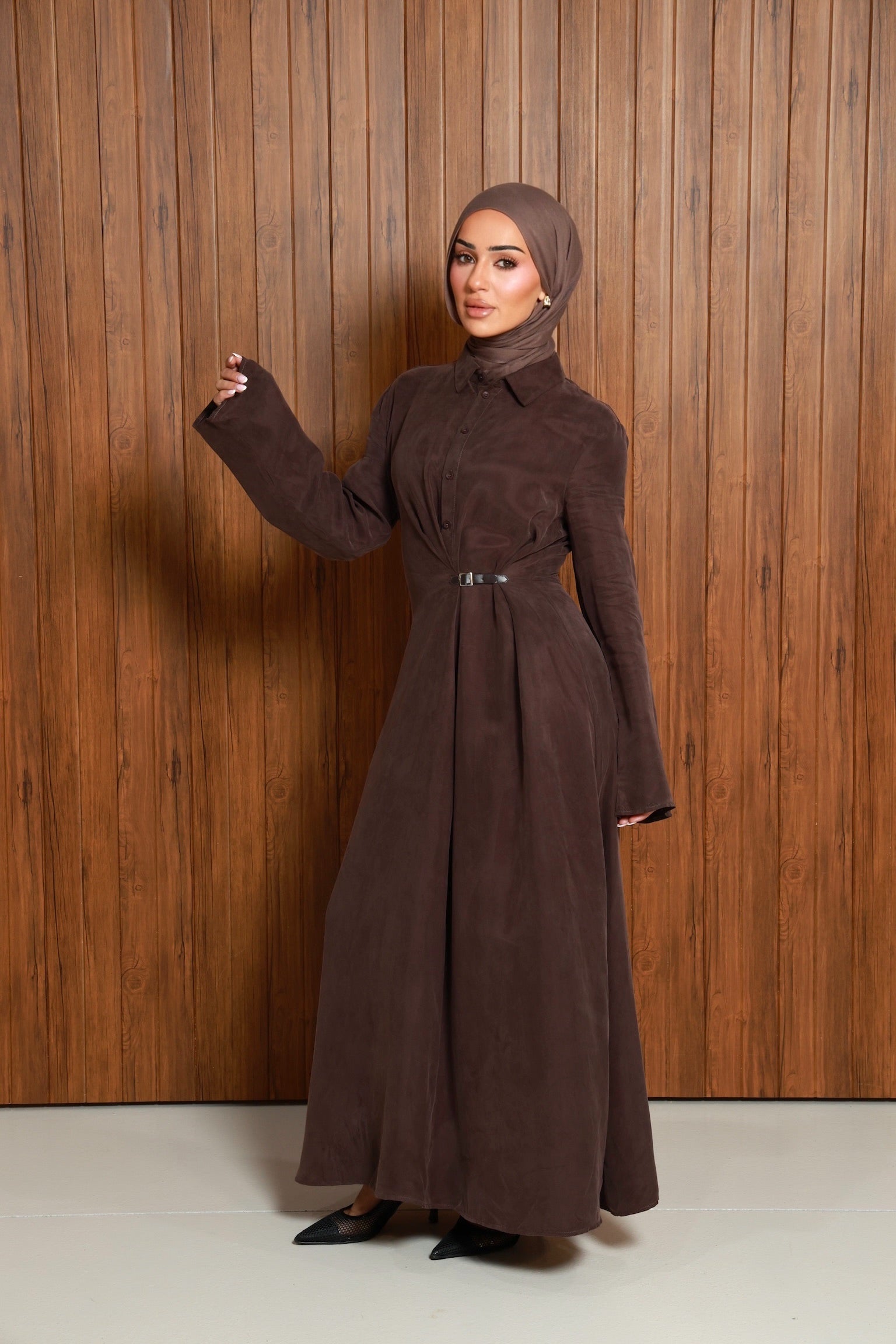 Ava Cupro Dress - Espresso