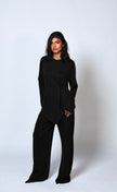 Mara Side Pleat Pant Black (PREORDER)