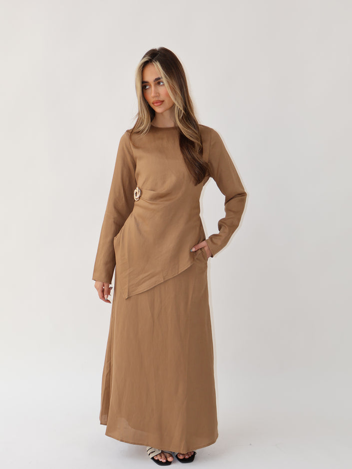 RAYAH MAXI SKIRT CLAY