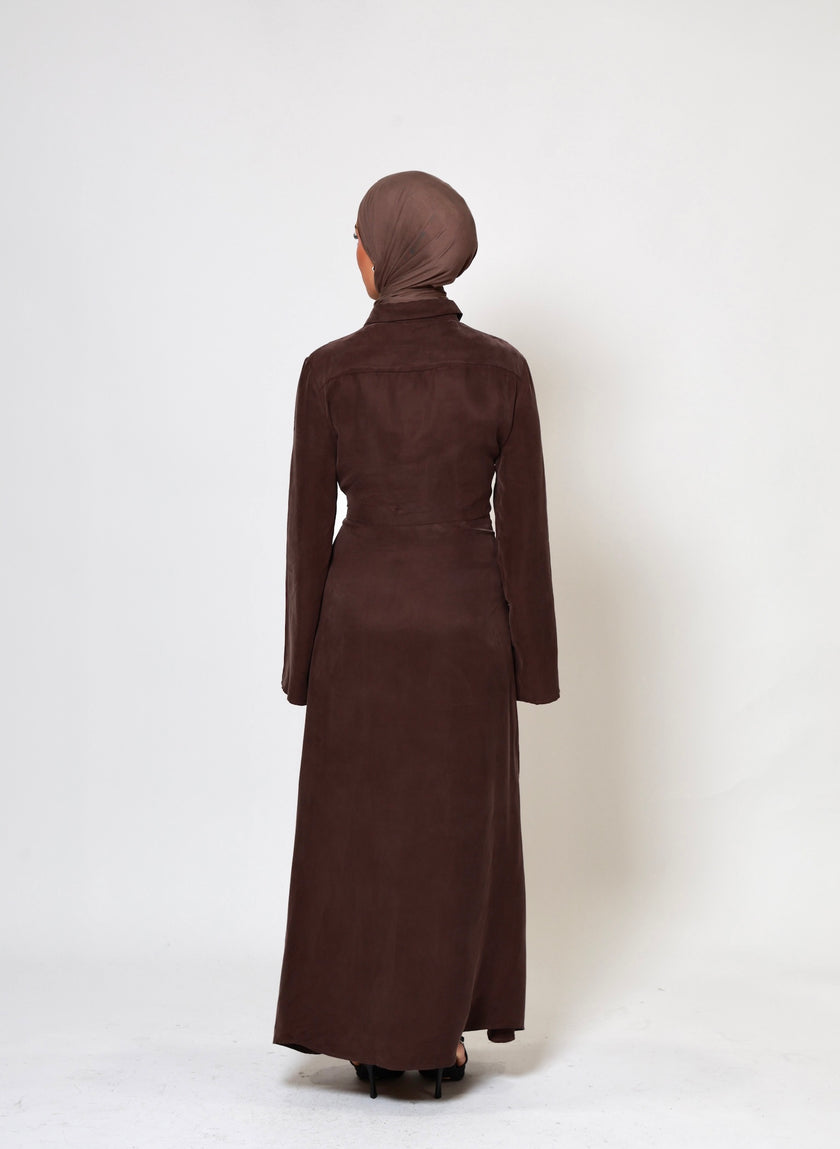 Ava Cupro Dress - Espresso