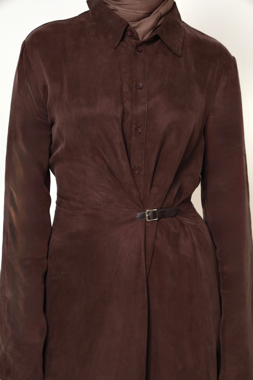 Ava Cupro Dress - Espresso