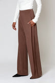 Mara Side Pleat Pant Brown (PREORDER)