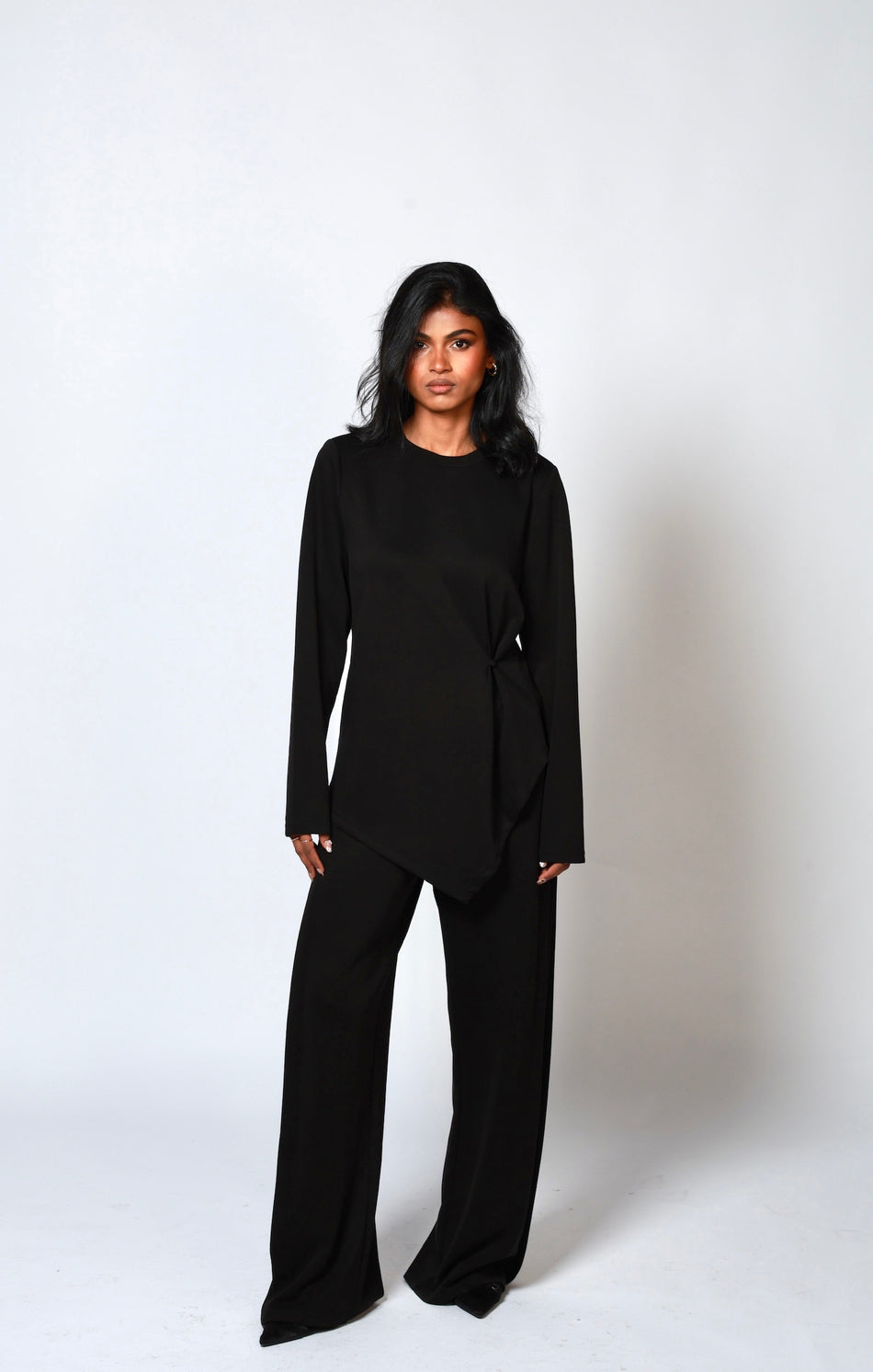 Mara Side Pleat Pant Black