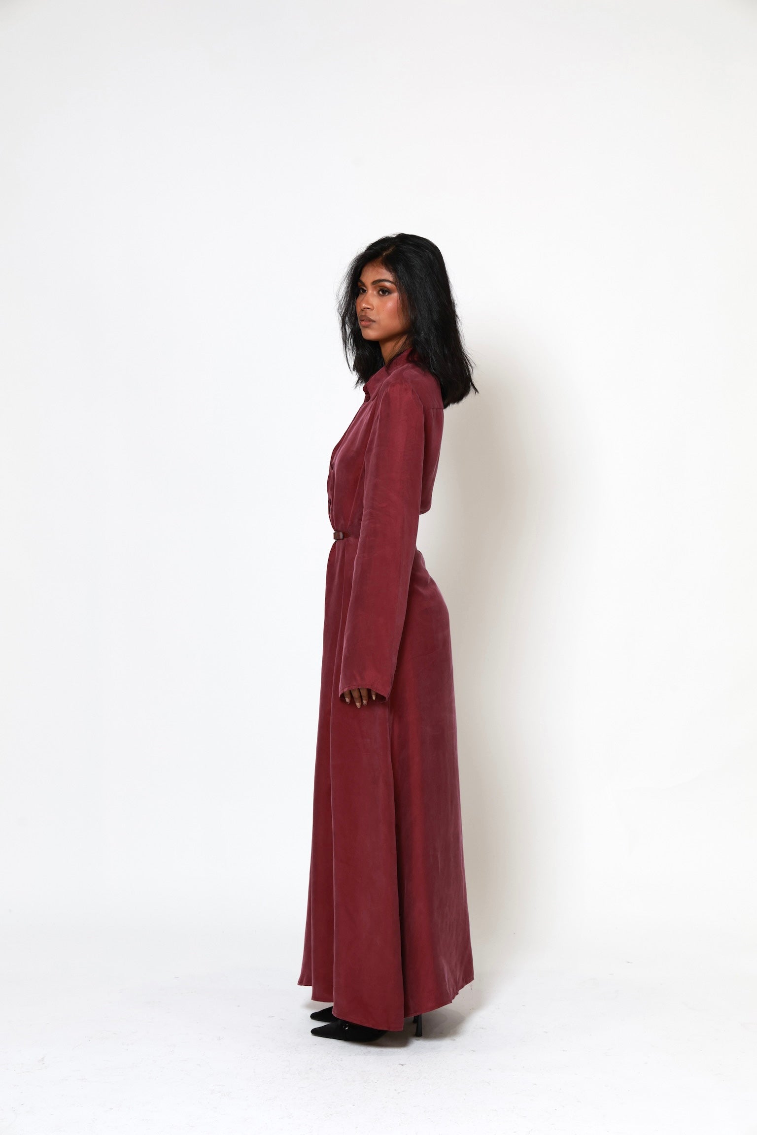 Ava Cupro Dress - Burgundy