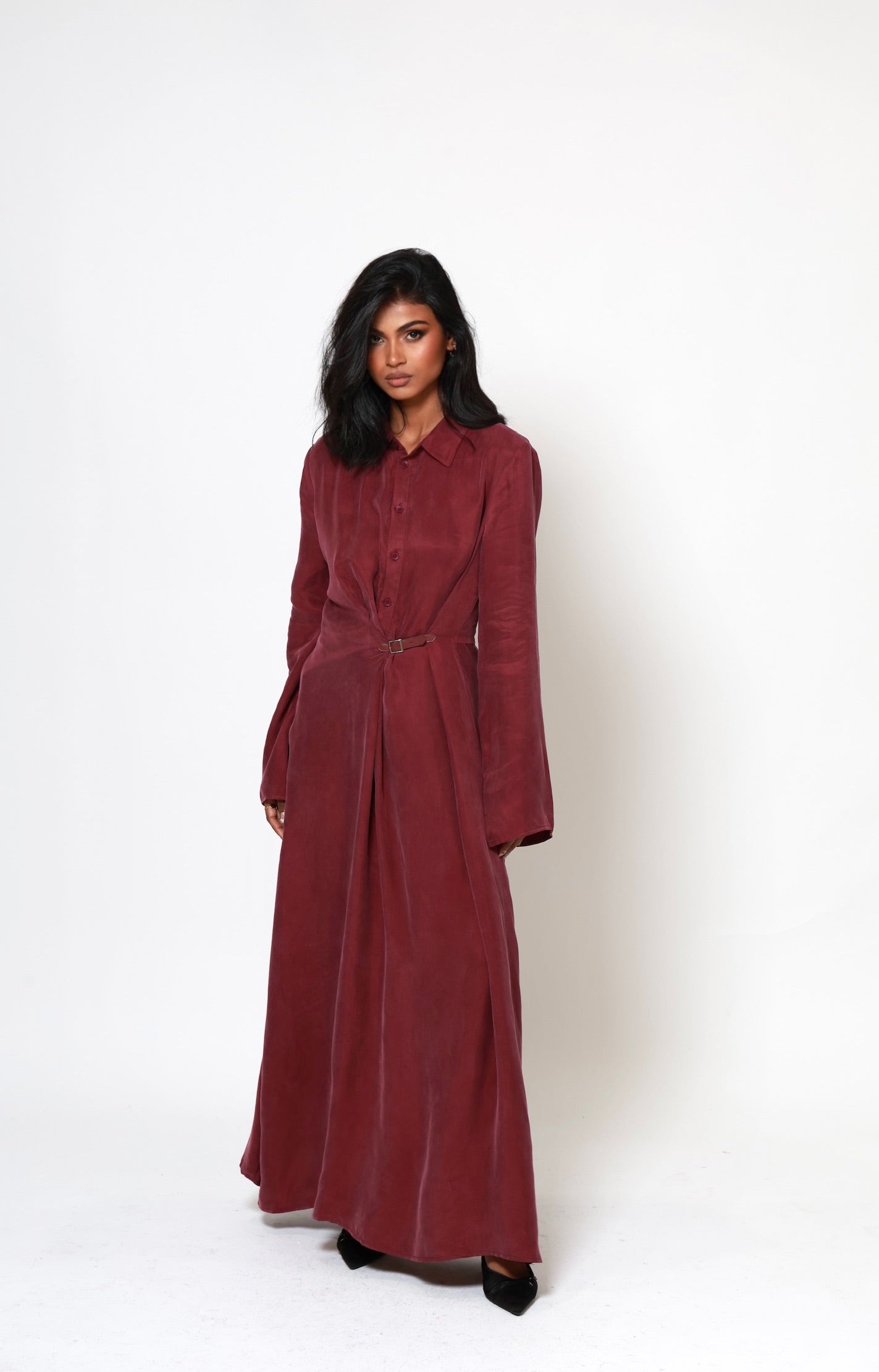 Ava Cupro Dress - Burgundy