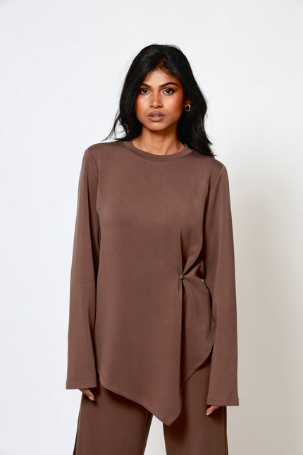 Mara Asymmetrical Top Brown