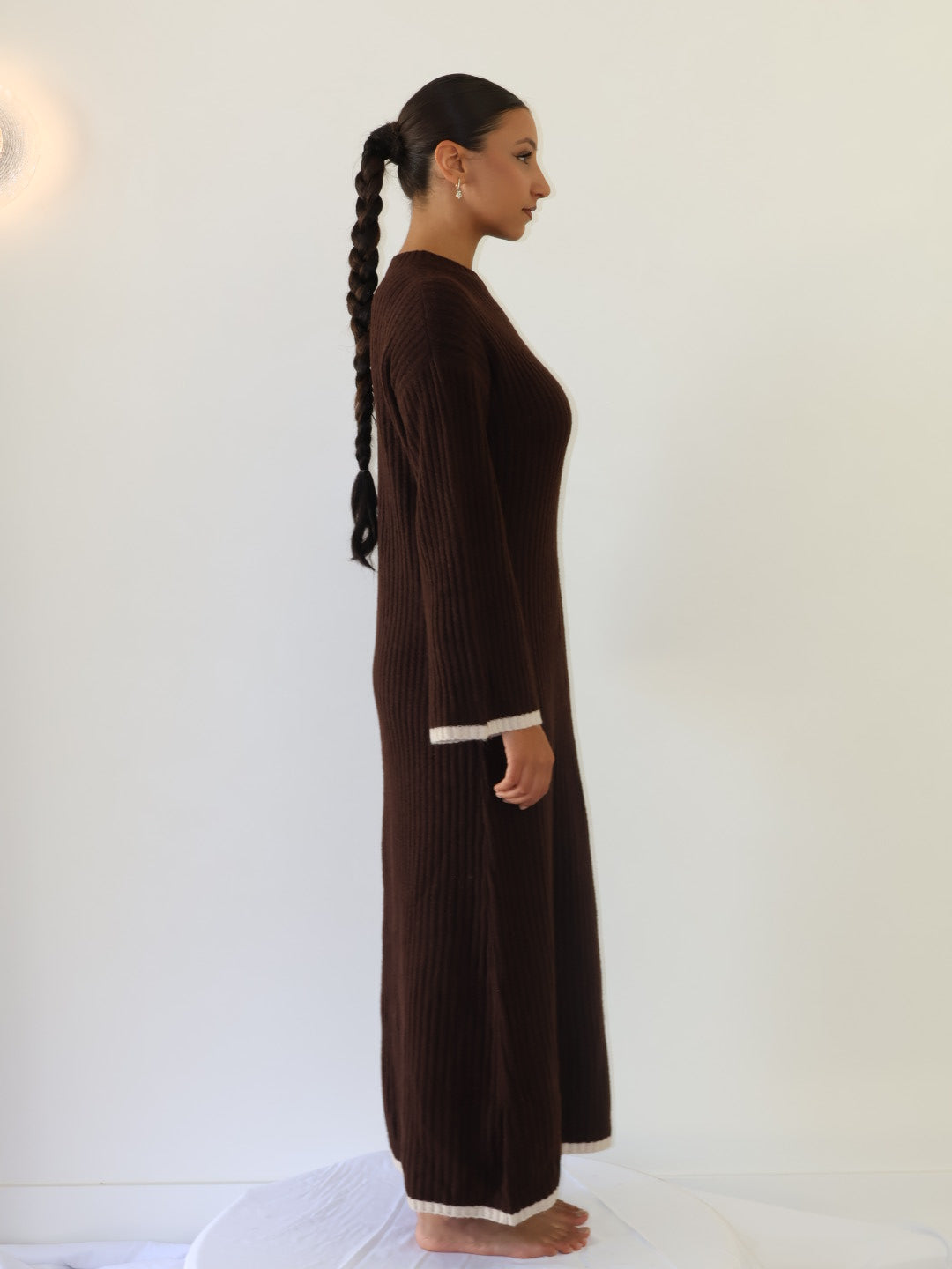 YASMIN KNIT DRESS - Chocolate Brown
