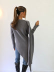 MILA ASYM KNIT TOP — GRAY