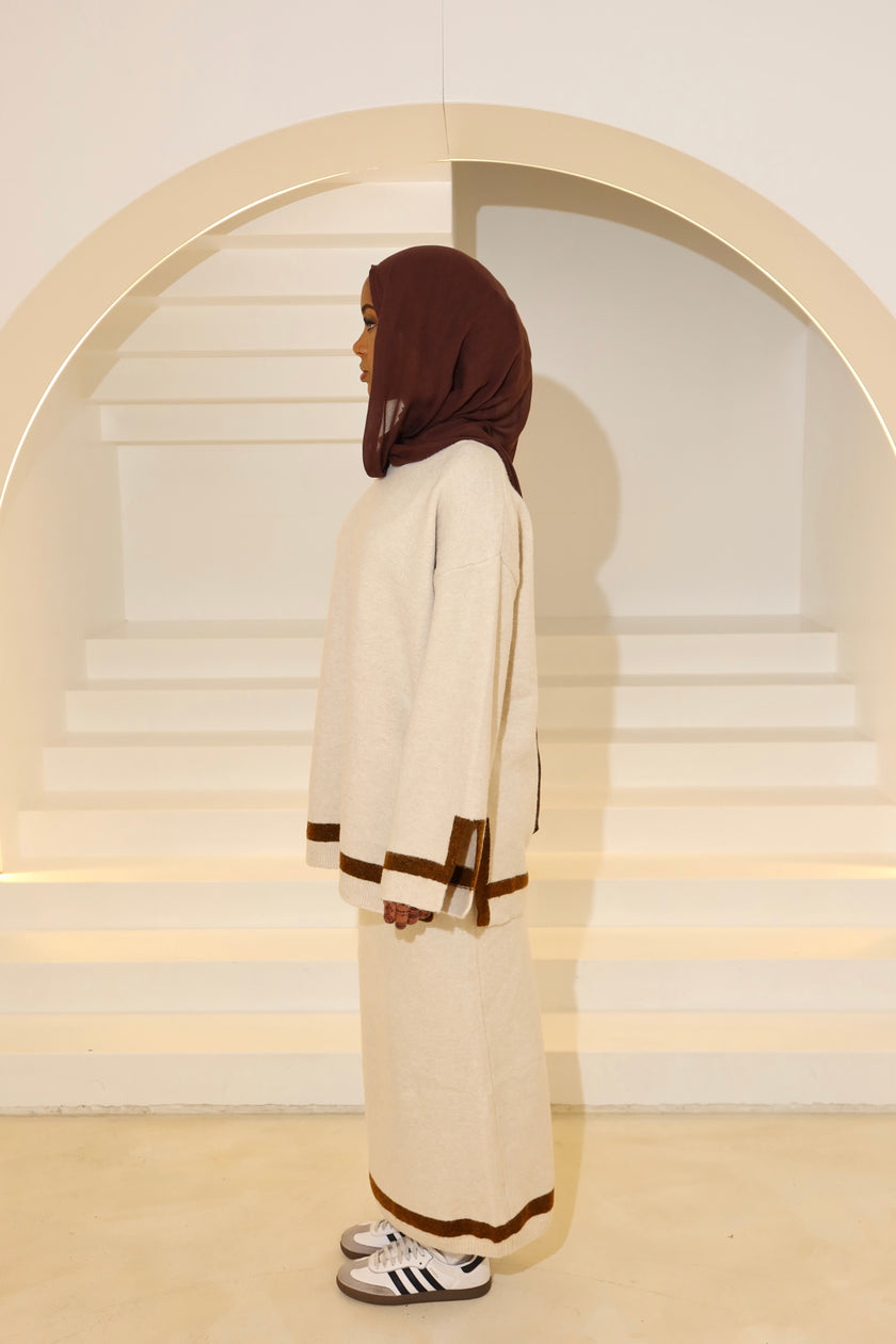 AMILAH KNITTED SKIRT - STONE