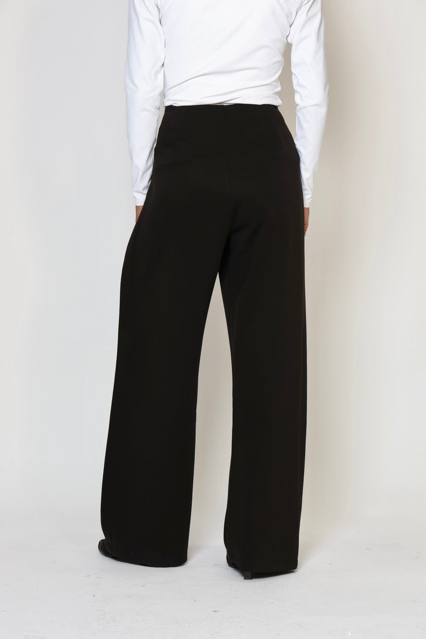 Mara Side Pleat Pant Black (PREORDER)