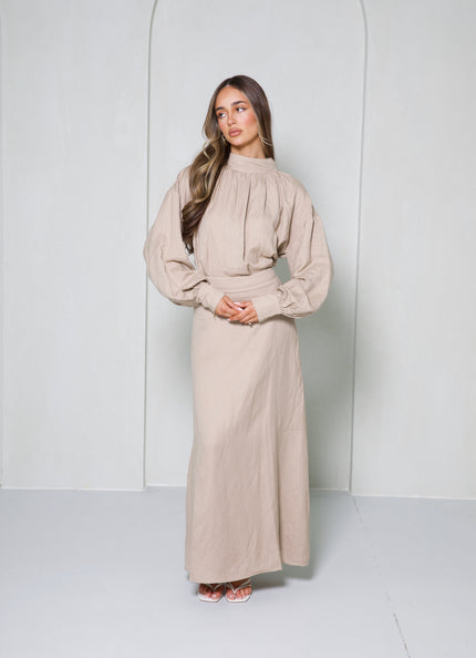 NORA LINEN SKIRT - NATURAL