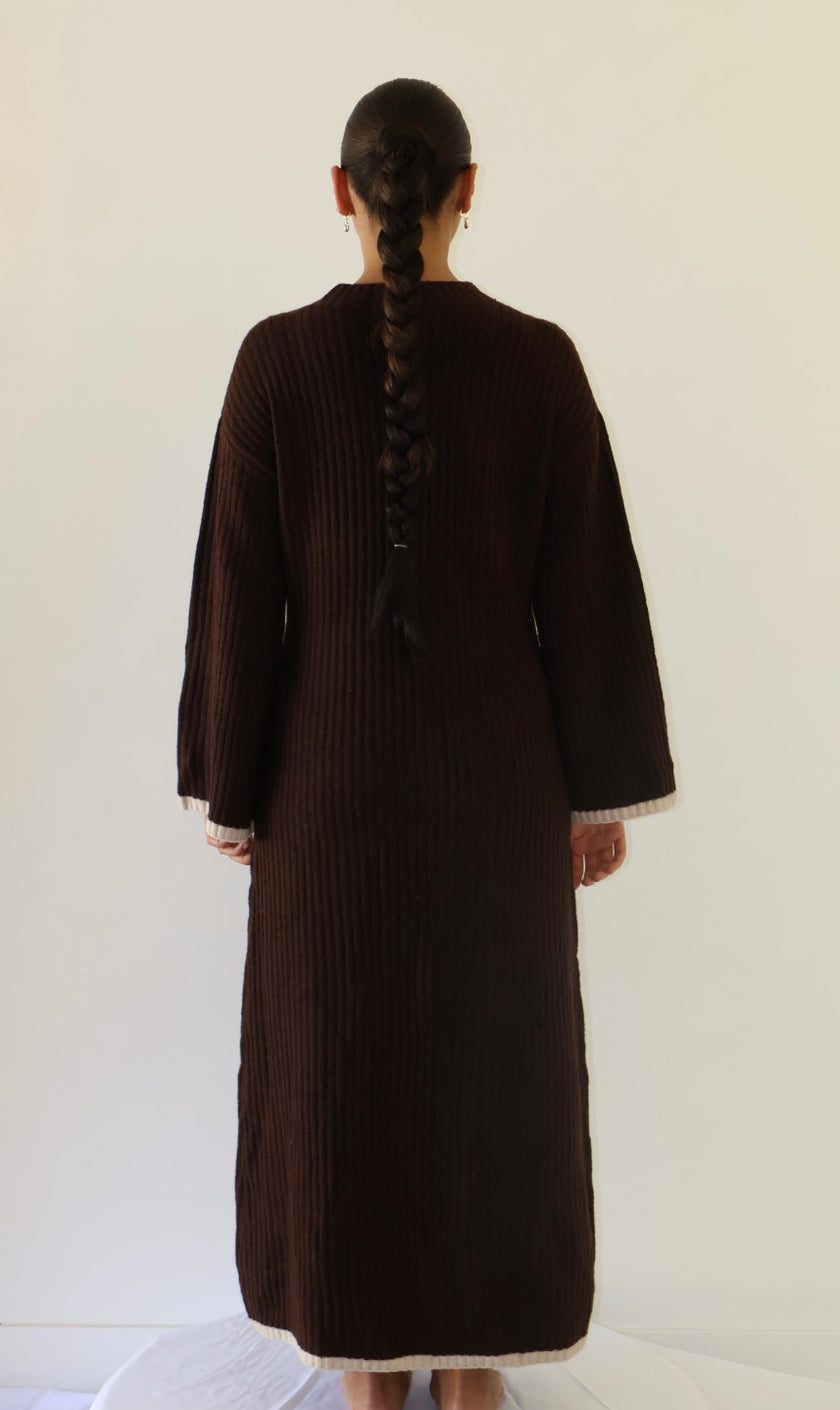 YASMIN KNIT DRESS - Chocolate Brown