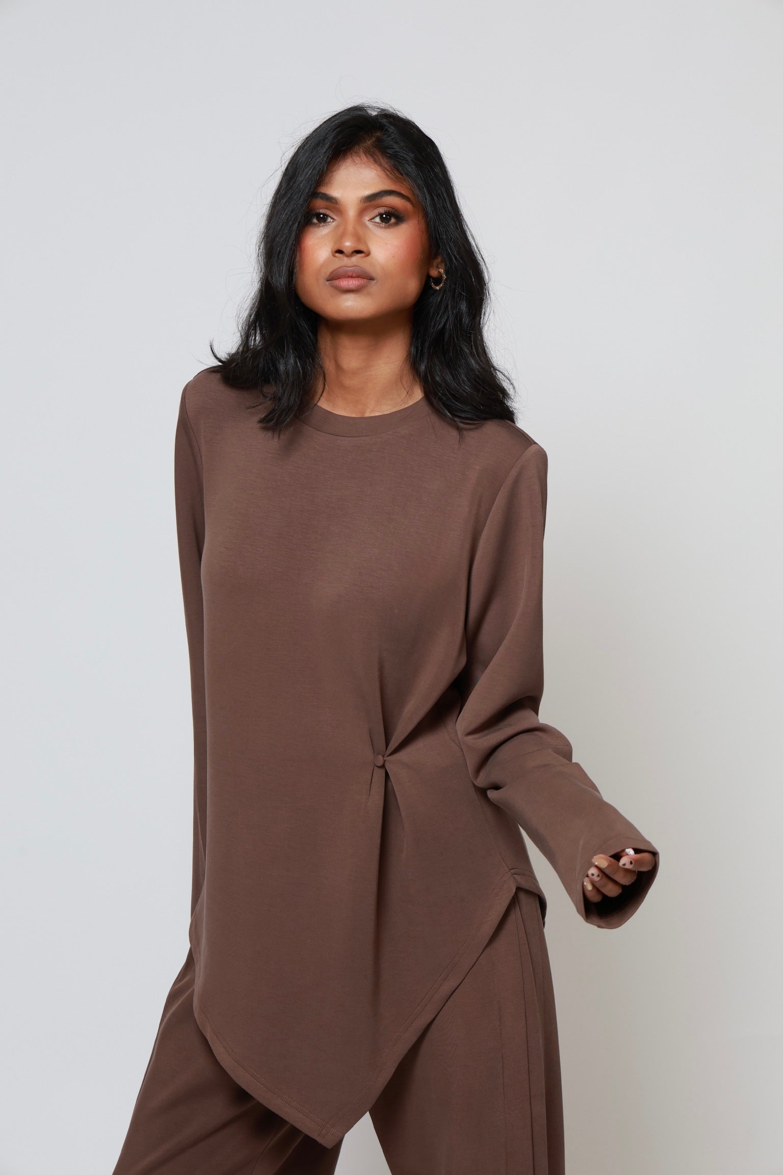 Mara Asymmetrical Top Brown (PREORDER)