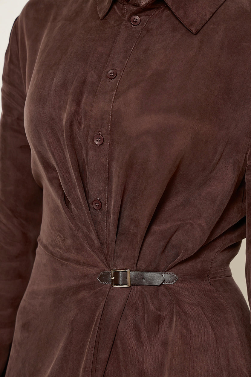 Ava Cupro Dress - Espresso