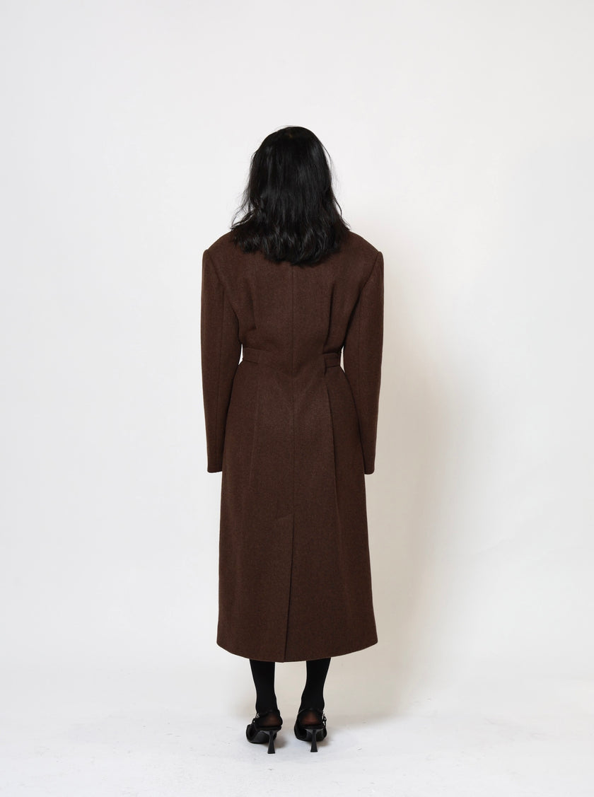 Odette Structured Longline Coat - Cacao