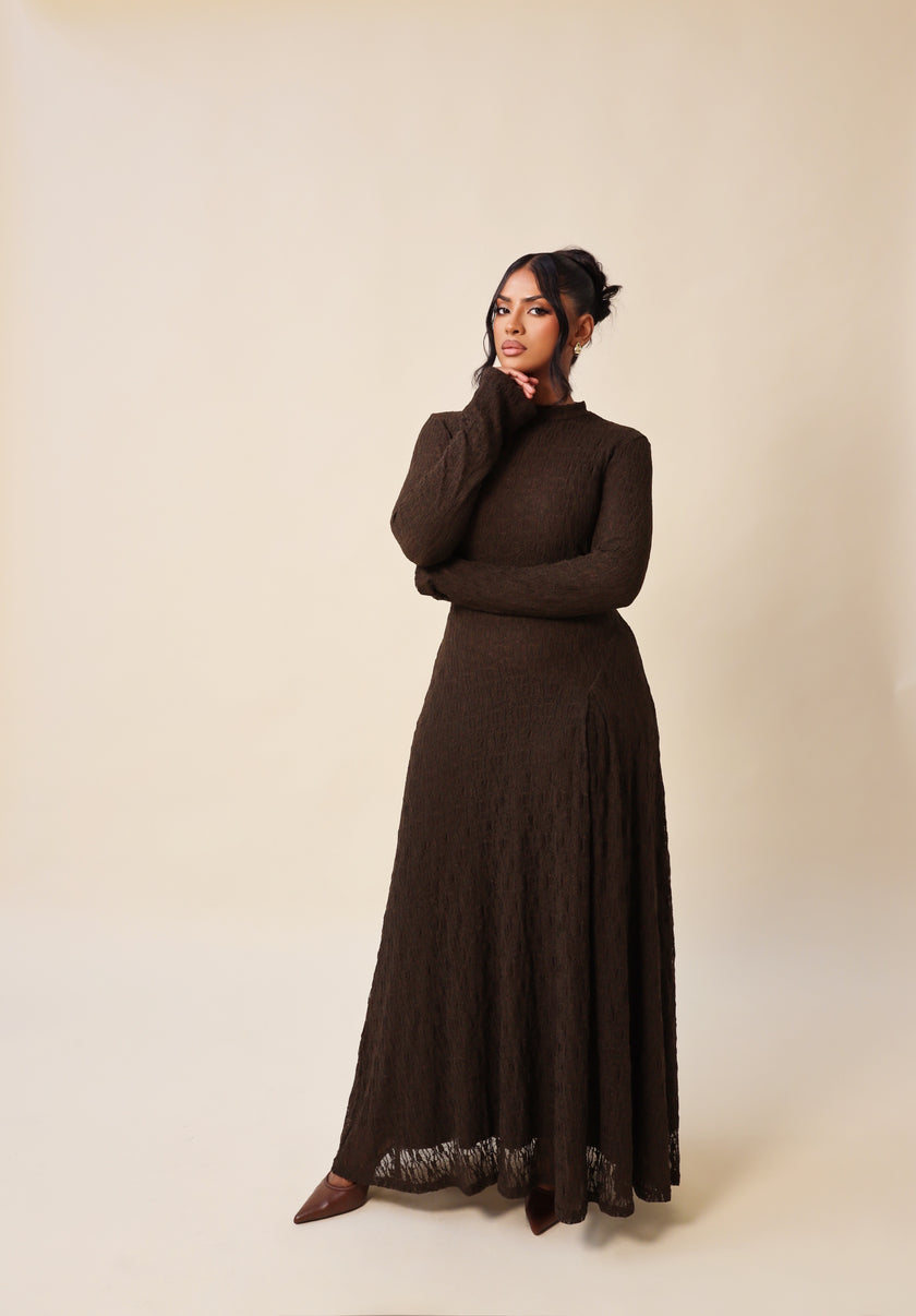 Emira Lace Dress Brown