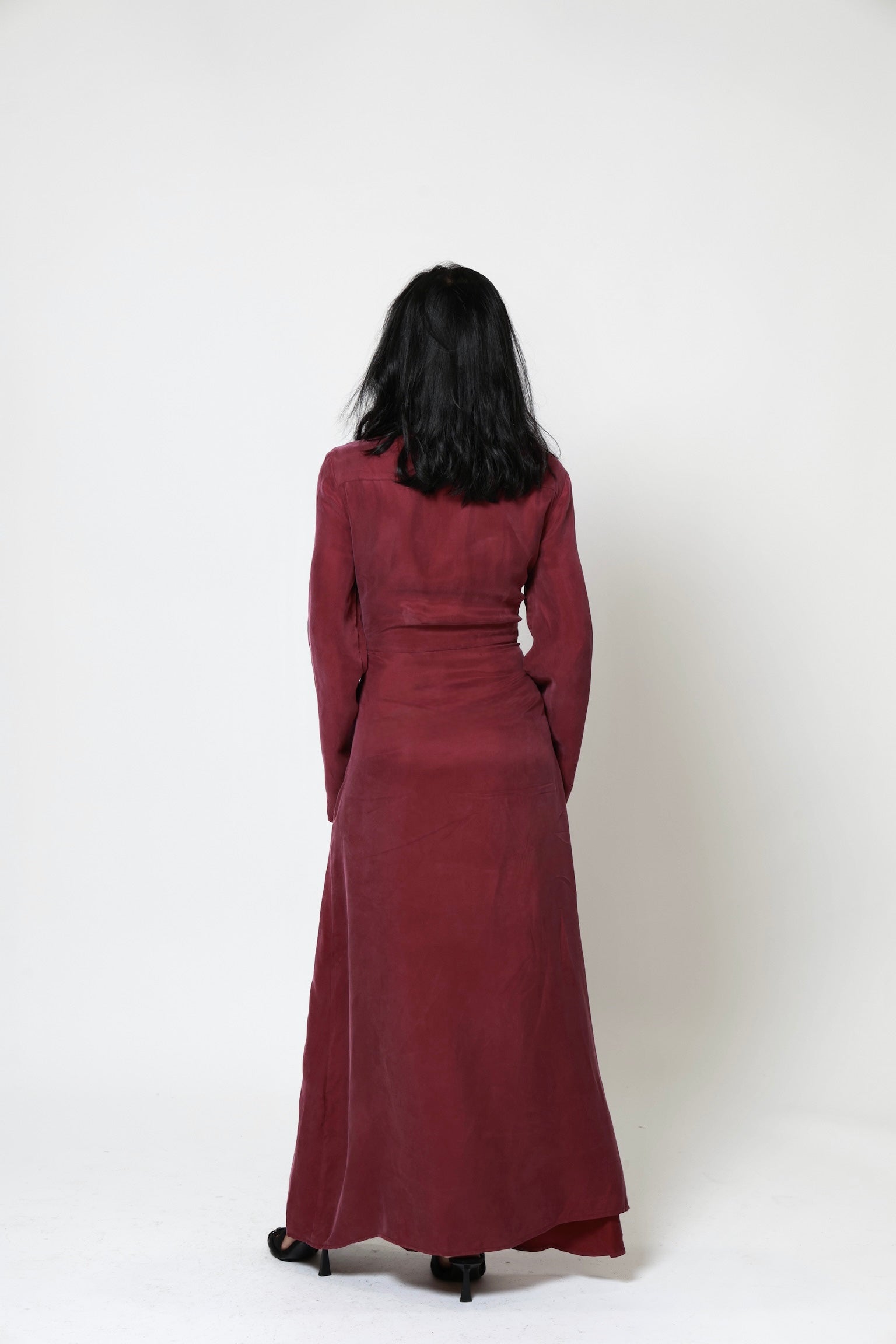 Ava Cupro Dress - Burgundy