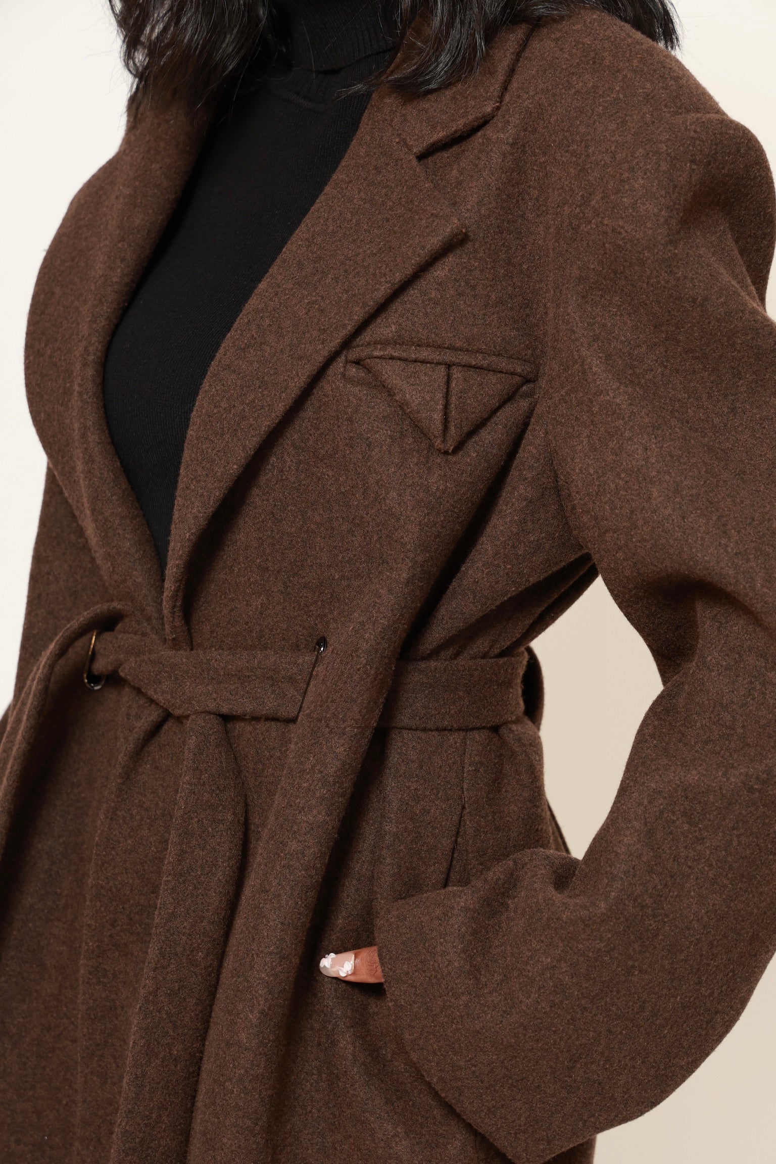 Odette Structured Longline Coat - Cacao