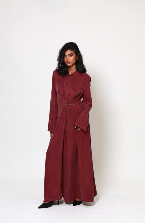Ava Cupro Dress - Burgundy