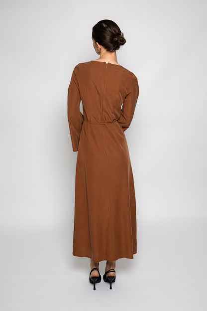 AIZA CUPRO DRESS - CHESTNUT