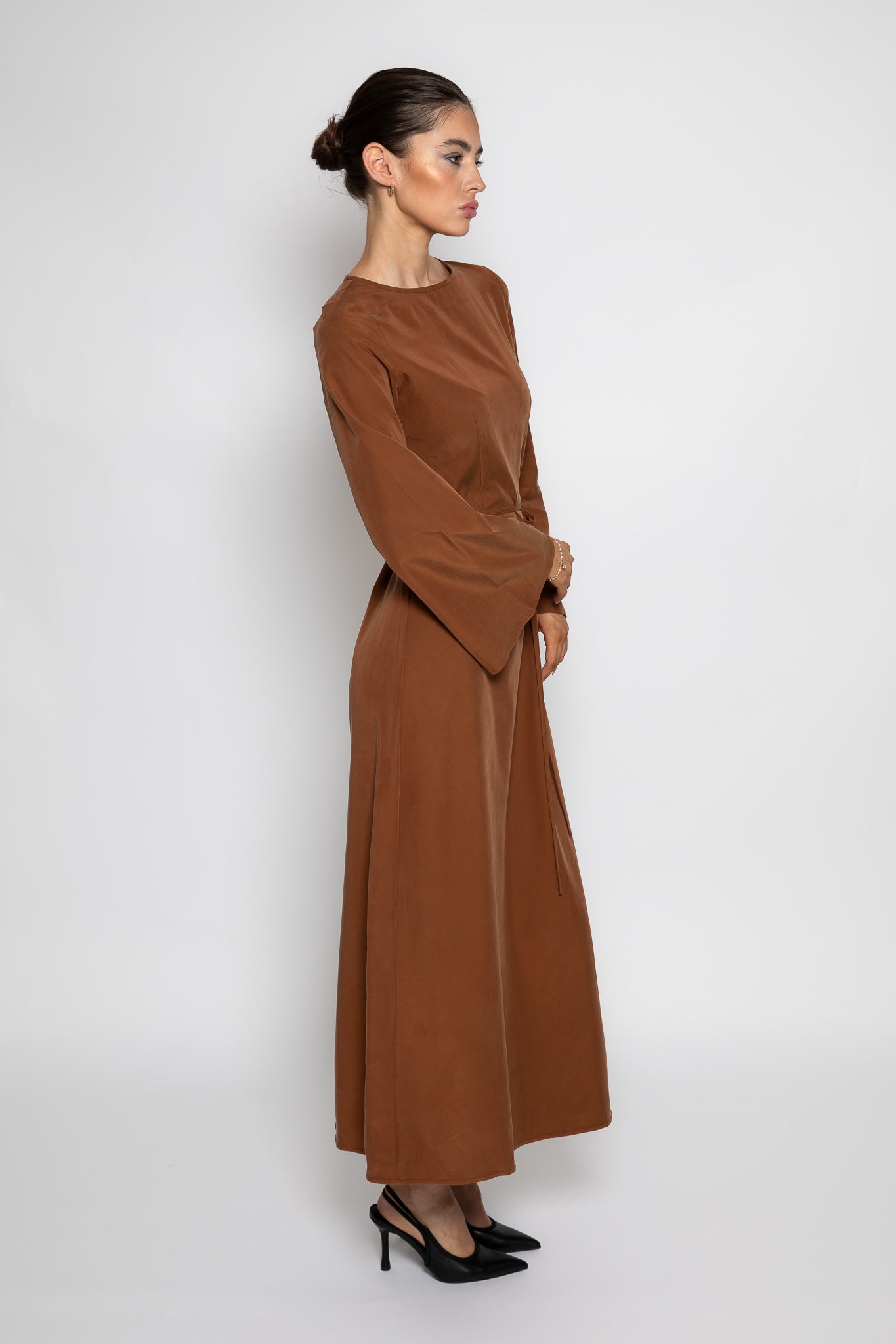 AIZA CUPRO DRESS - CHESTNUT