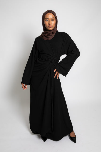 ZIYA KNITTED TIE-UP DRESS - BLACK