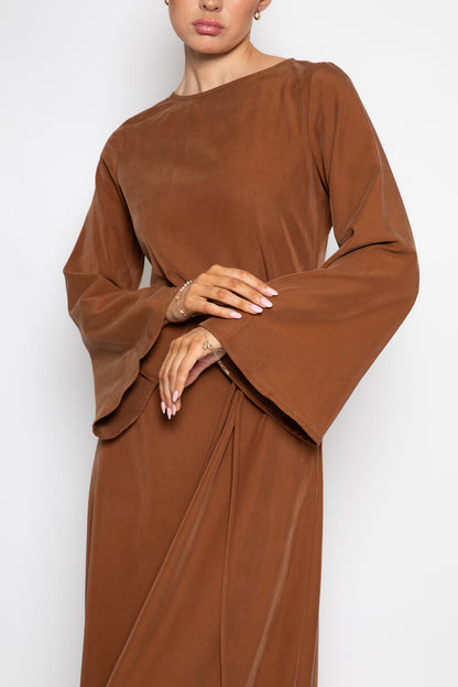 AIZA CUPRO DRESS - CHESTNUT