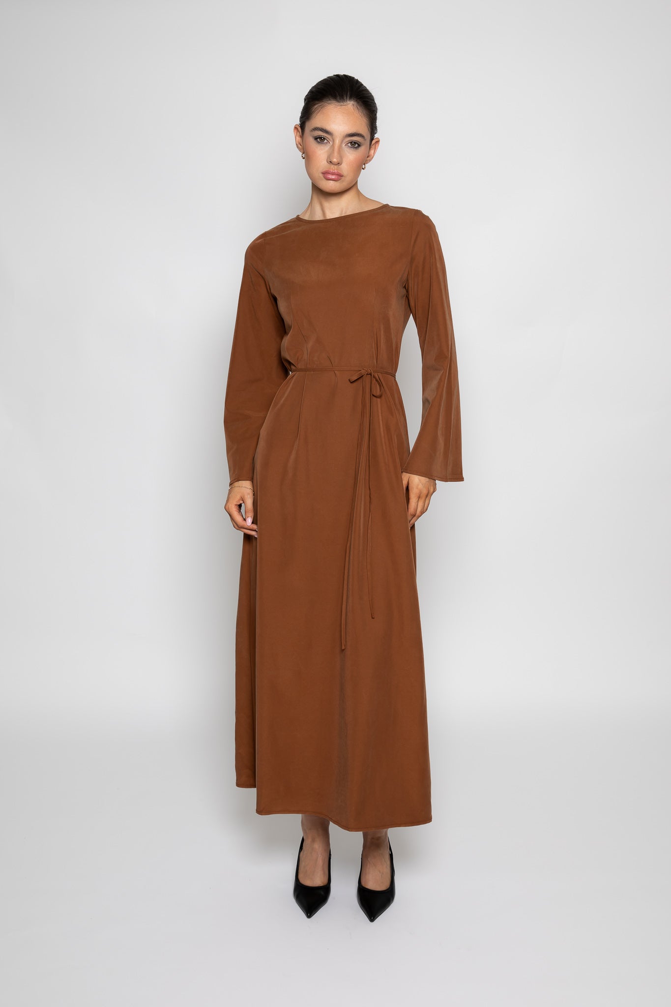 AIZA CUPRO DRESS - CHESTNUT