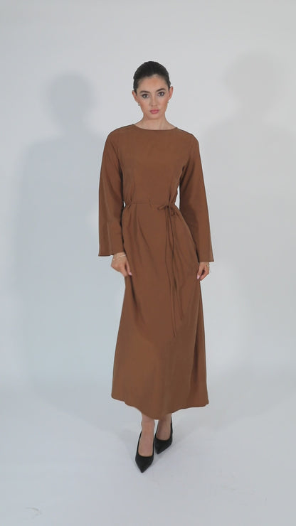 AIZA CUPRO DRESS - CHESTNUT